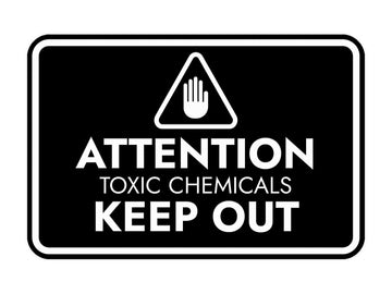 Signs ByLITA Classic Framed Attention: Toxic Chemicals - Keep Out Door or Wall Sign Easy Installation | Health And Safety | Building And Warning Signs